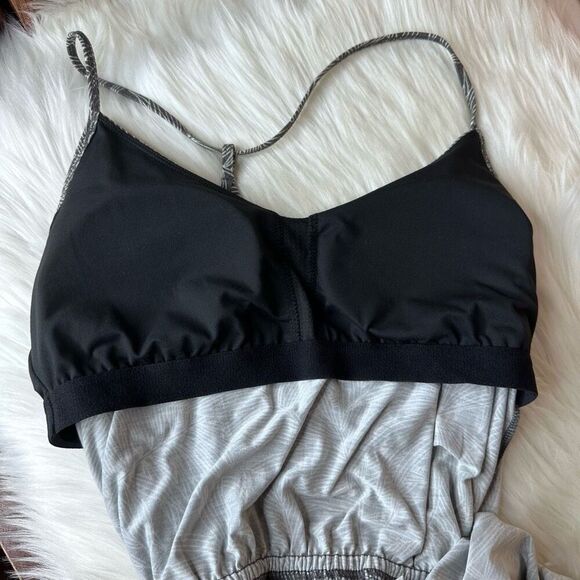 prAna WASHED BLACK FRONDS AYLA BUILT IN BRA V-NECK SPAGHETTI STRAP DRESS Size Me - Picture 7 of 9